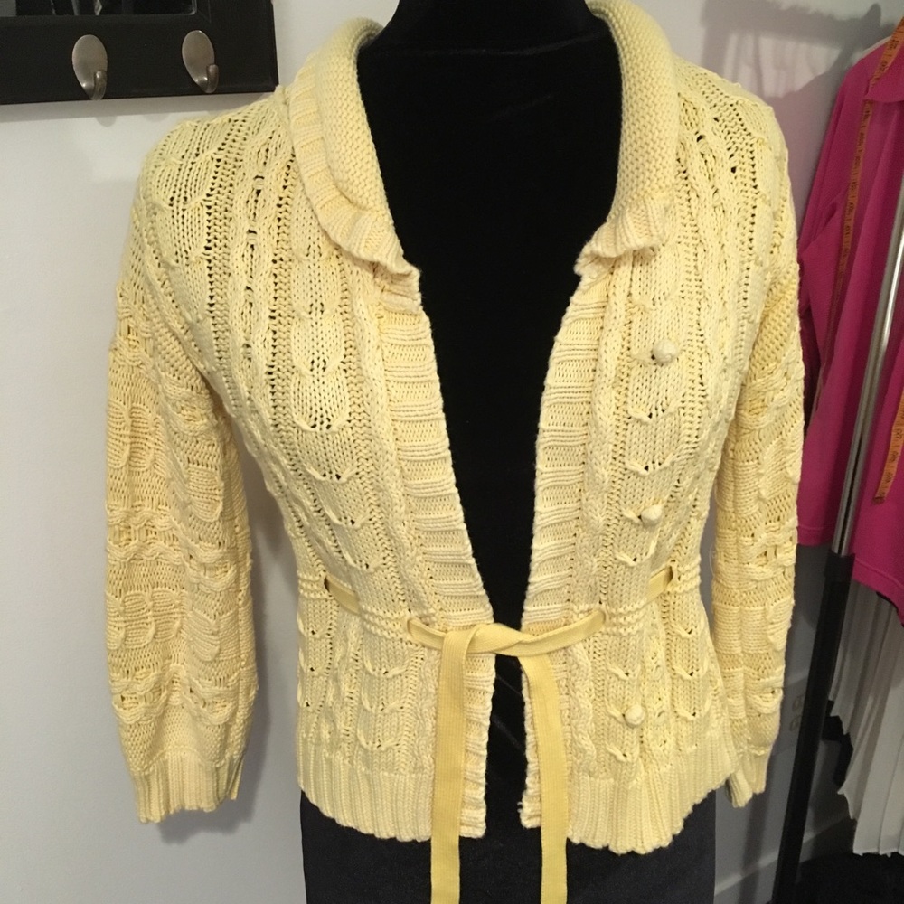 Cotton summery yellow sweater